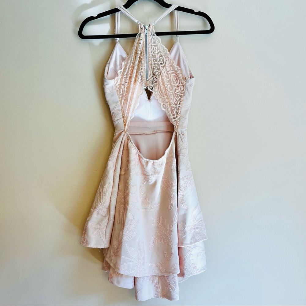 Honey and Rosie Dress Blush Pink Barbie Feminine Embroidered Glitter Lace Peplum - Picture 3 of 8